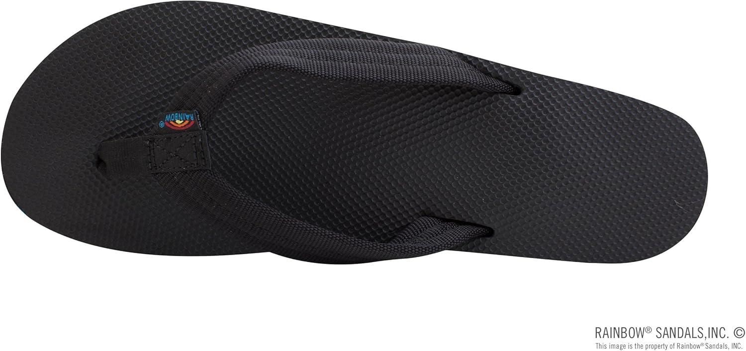 Rainbow Sandals Women’s Six Layer Wedge Rubber 1″ EVA Filled Nylon Strap(Black)