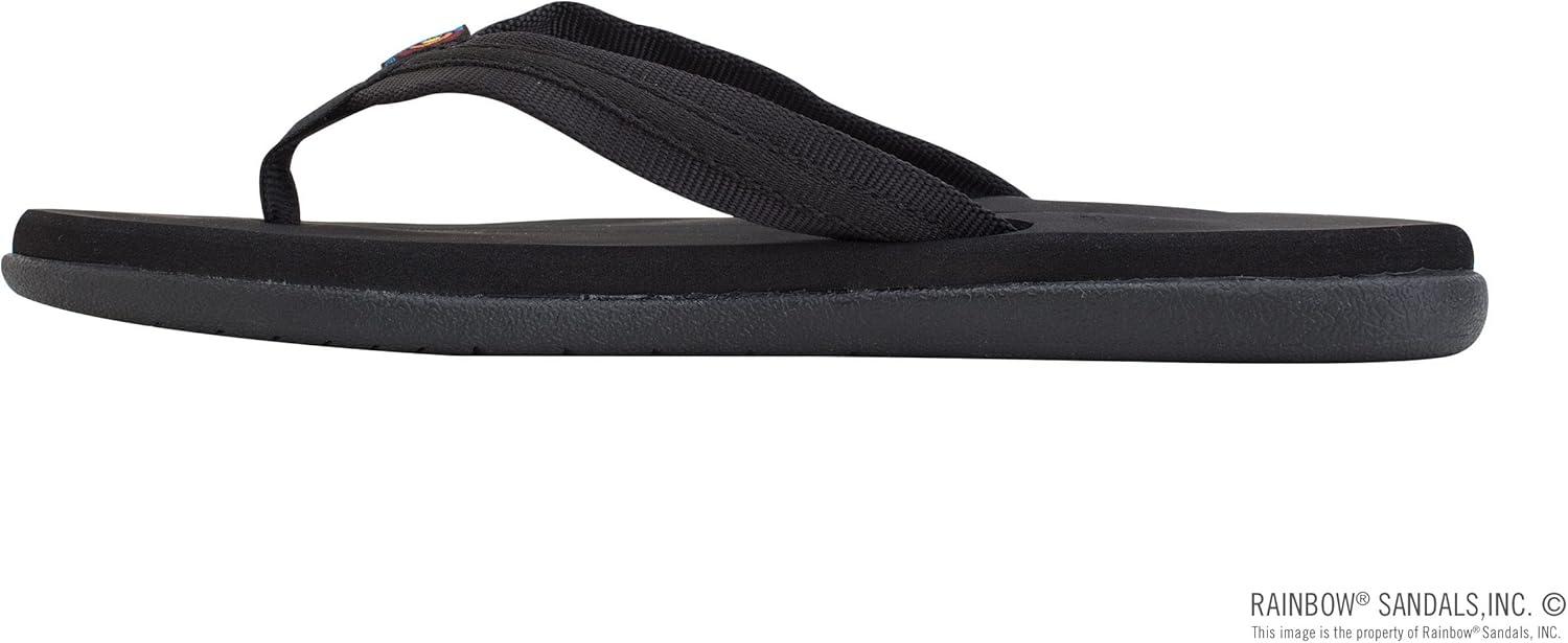 Rainbow Sandals Paisley Soft Top Rubber with a 3/4″ Nylon Braided Strap, Black, Ladies, 10 D(M) US