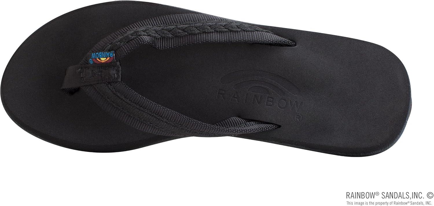Rainbow Sandals Paisley Soft Top Rubber with a 3/4″ Nylon Braided Strap, Black, Ladies, 10 D(M) US