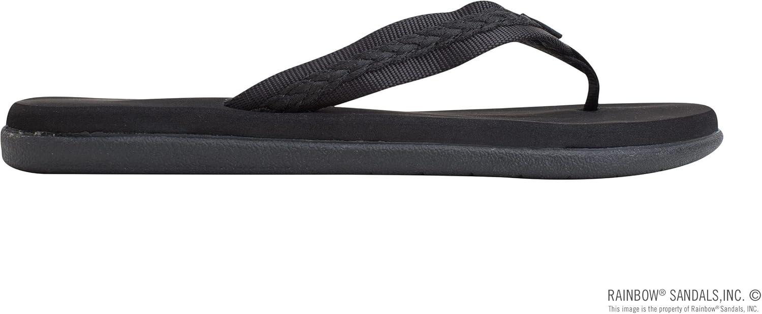 Rainbow Sandals Paisley Soft Top Rubber with a 3/4″ Nylon Braided Strap, Black, Ladies, 10 D(M) US
