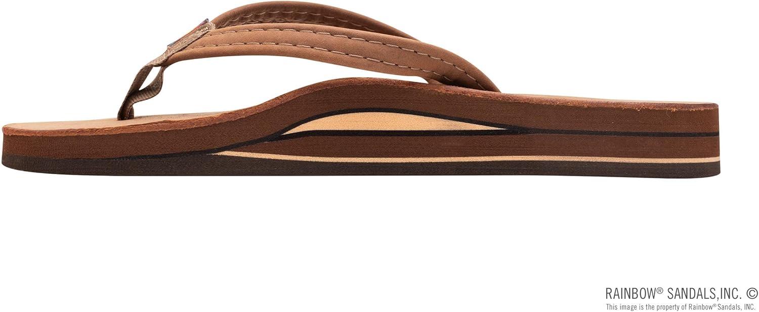 Rainbow Sandals Women’s Double Layer, Narrow Strap, Leather Sandals w/Arch(Redwood)