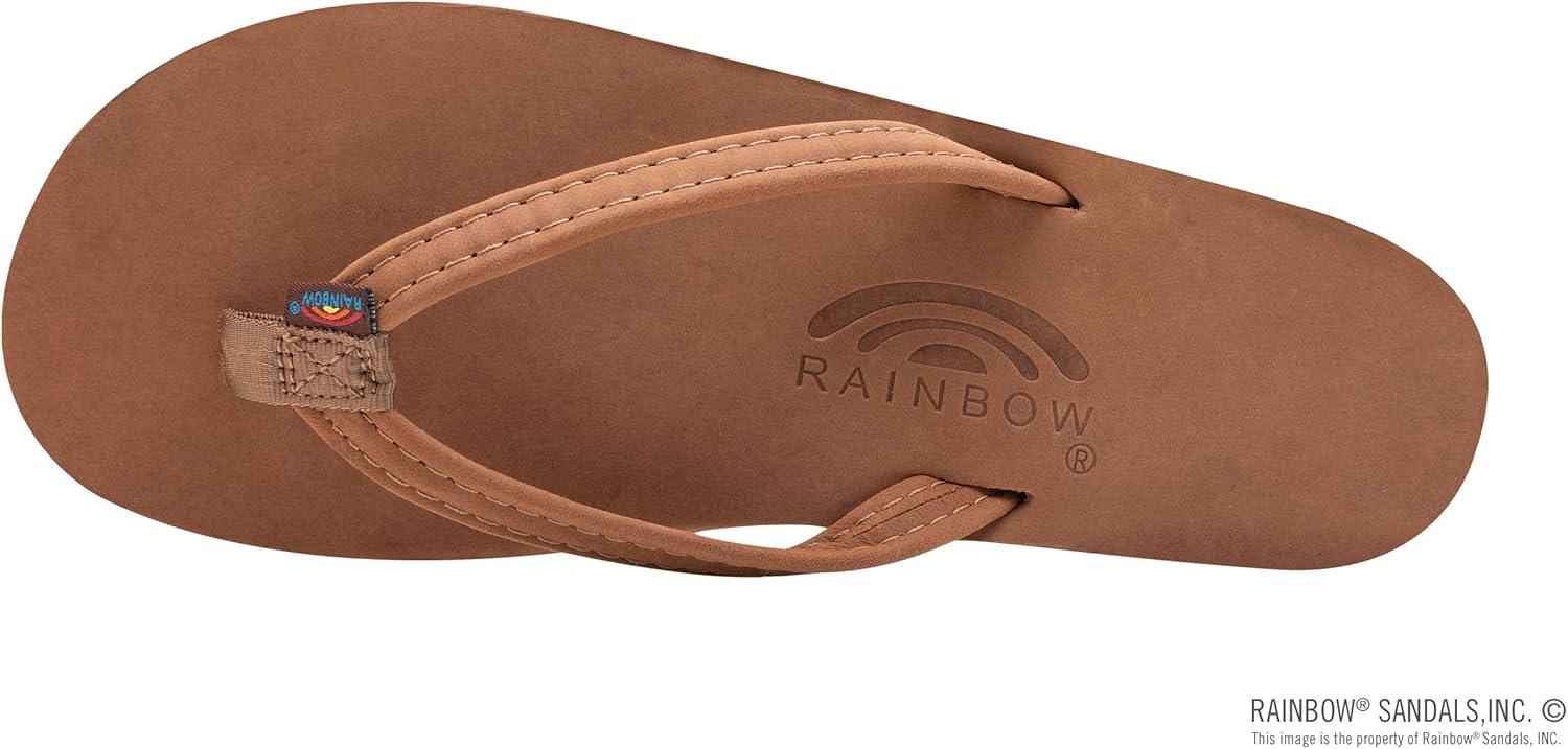 Rainbow Sandals Women’s Double Layer, Narrow Strap, Leather Sandals w/Arch(Redwood)