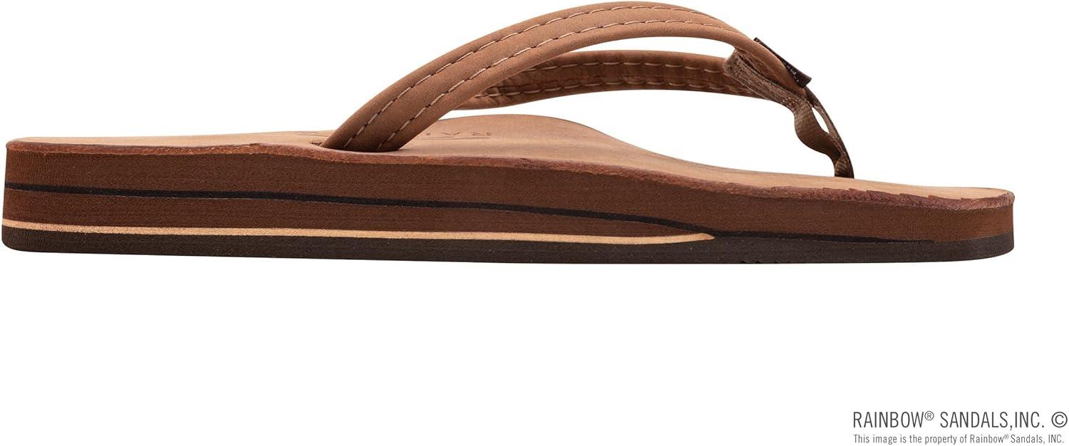 Rainbow Sandals Women’s Double Layer, Narrow Strap, Leather Sandals w/Arch(Redwood)