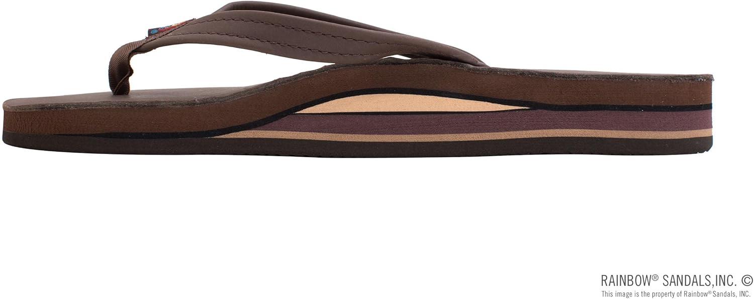 Rainbow Sandals Women’s Double Layer, Narrow Strap, Leather Sandals w/Arch(Mocha)