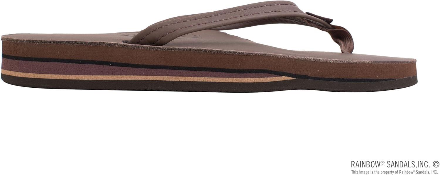 Rainbow Sandals Women’s Double Layer, Narrow Strap, Leather Sandals w/Arch(Mocha)