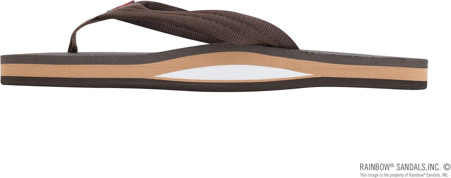 Rainbow Sandals Women’s Single Layer Classic Rubber w/EVA Filled Nylon Strap(Brown)
