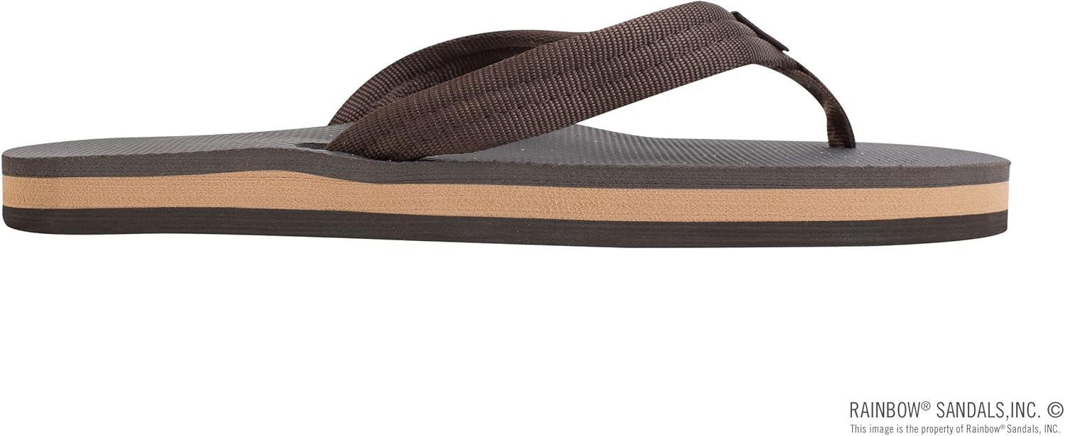 Rainbow Sandals Women’s Single Layer Classic Rubber w/EVA Filled Nylon Strap(Brown)