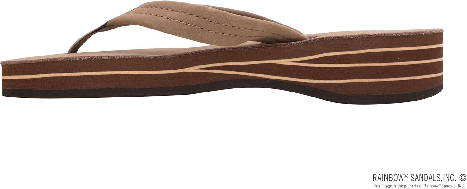 Rainbow Sandals Women’s Four Layer Wedge 3/4″ Leather Strap(Dark Brown)