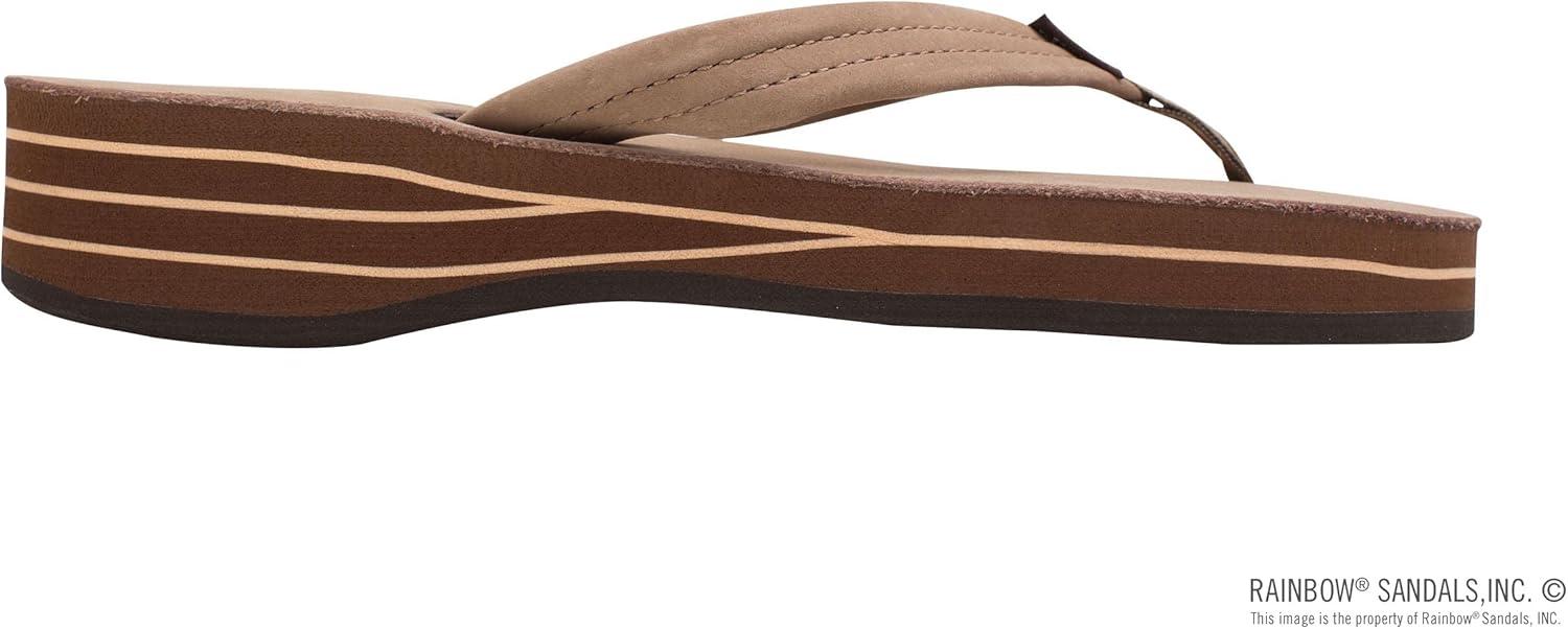 Rainbow Sandals Women’s Four Layer Wedge 3/4″ Leather Strap(Dark Brown)