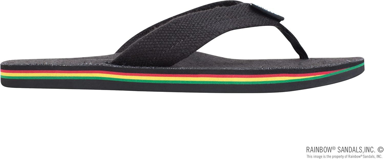 Rainbow Sandals Women’s Single Layer Hemp(Black/Rasta)