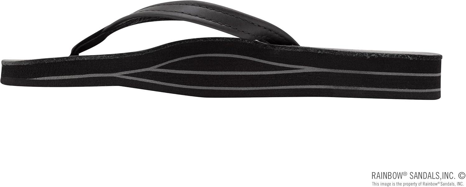 Rainbow Sandals Women’s Double Layer, Narrow Strap, Leather Sandals w/Arch(Classic Black)