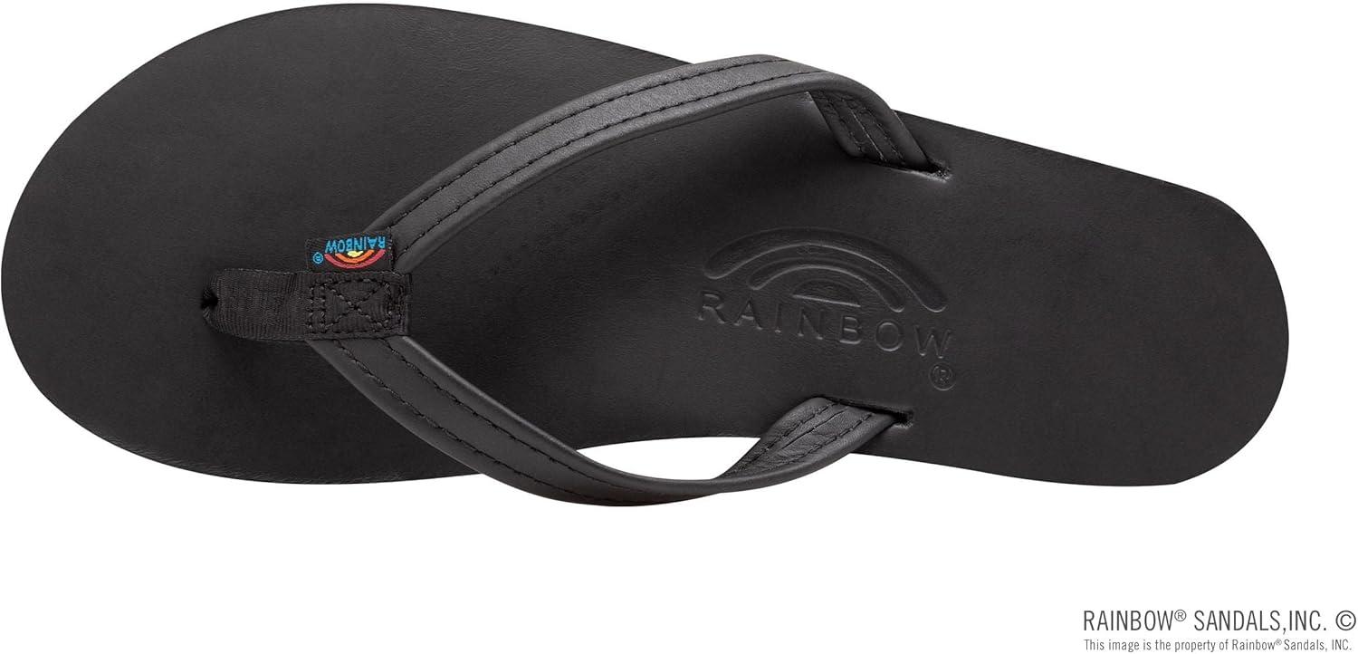 Rainbow Sandals Women’s Double Layer, Narrow Strap, Leather Sandals w/Arch(Classic Black)