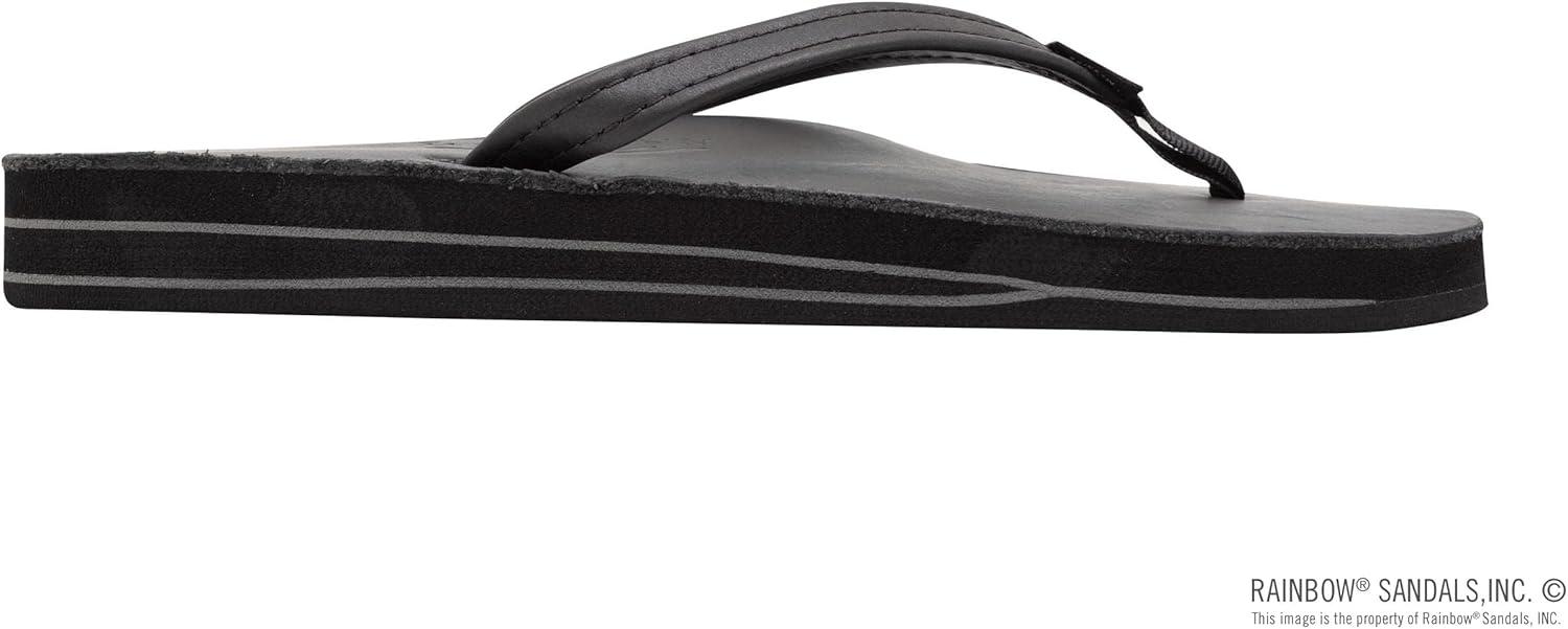 Rainbow Sandals Women’s Double Layer, Narrow Strap, Leather Sandals w/Arch(Classic Black)