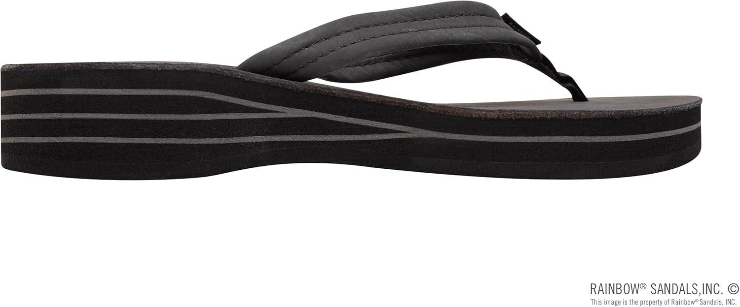 Rainbow Sandals Women’s Four Layer Wedge 3/4″ Leather Strap(Premier Black)