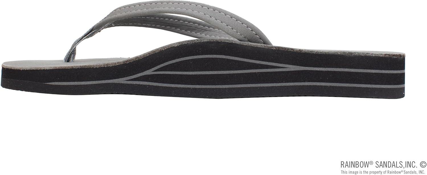 Rainbow Sandals Women’s Double Layer, Narrow Strap, Leather Sandals w/Arch(Grey)
