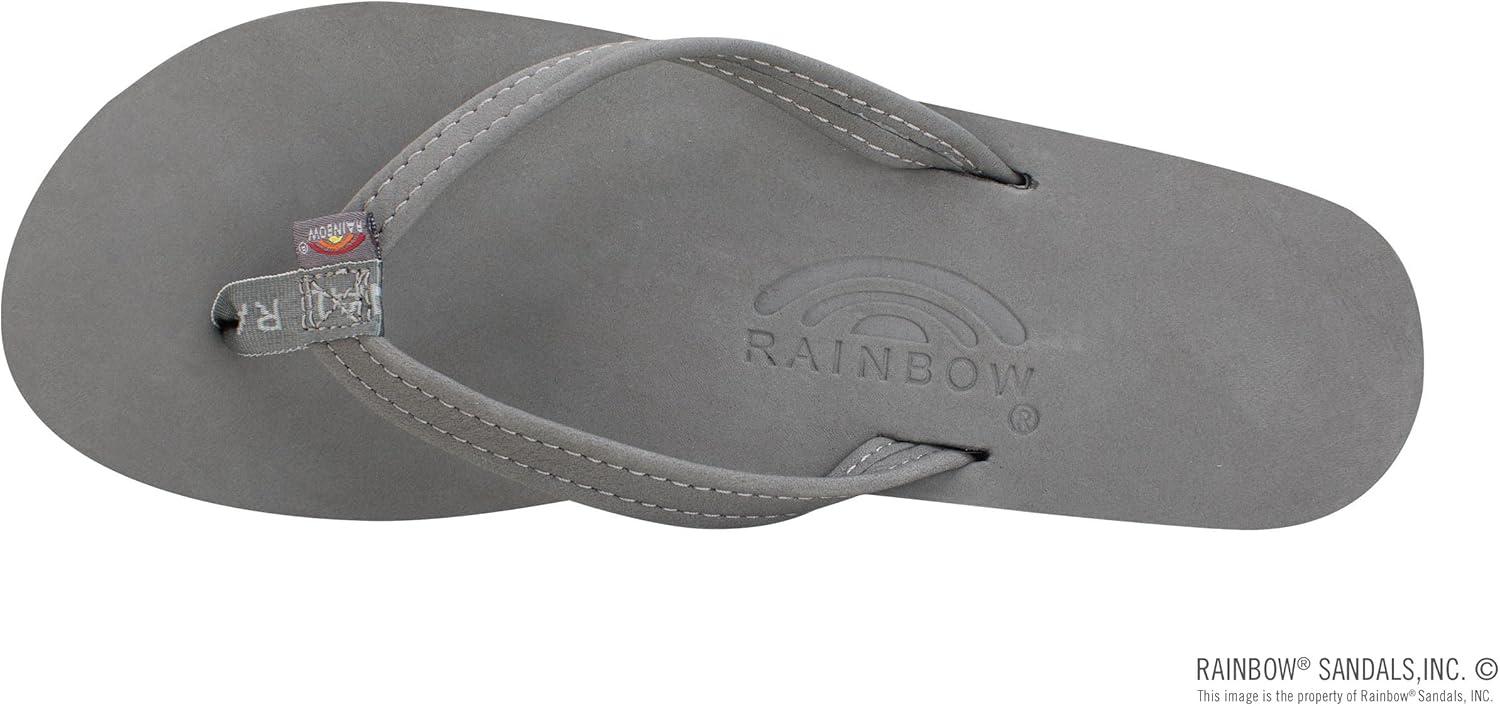 Rainbow Sandals Women’s Double Layer, Narrow Strap, Leather Sandals w/Arch(Grey)