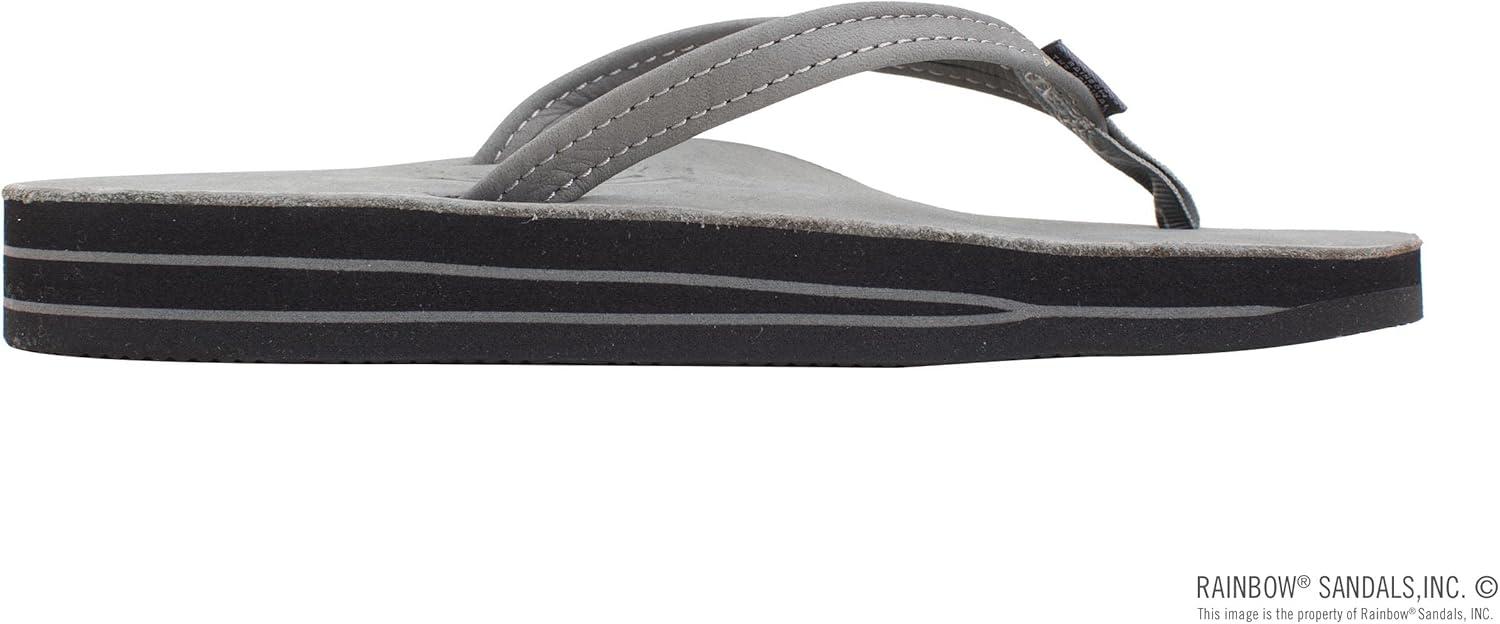 Rainbow Sandals Women’s Double Layer, Narrow Strap, Leather Sandals w/Arch(Grey)
