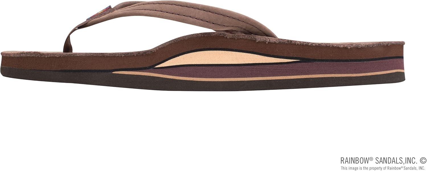 Rainbow Sandals Women’s Double Layer, Narrow Strap, Leather Sandals w/Arch(Expresso)