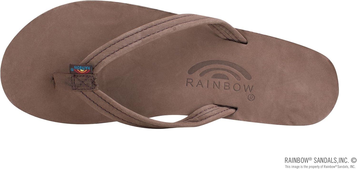 Rainbow Sandals Women’s Double Layer, Narrow Strap, Leather Sandals w/Arch(Expresso)