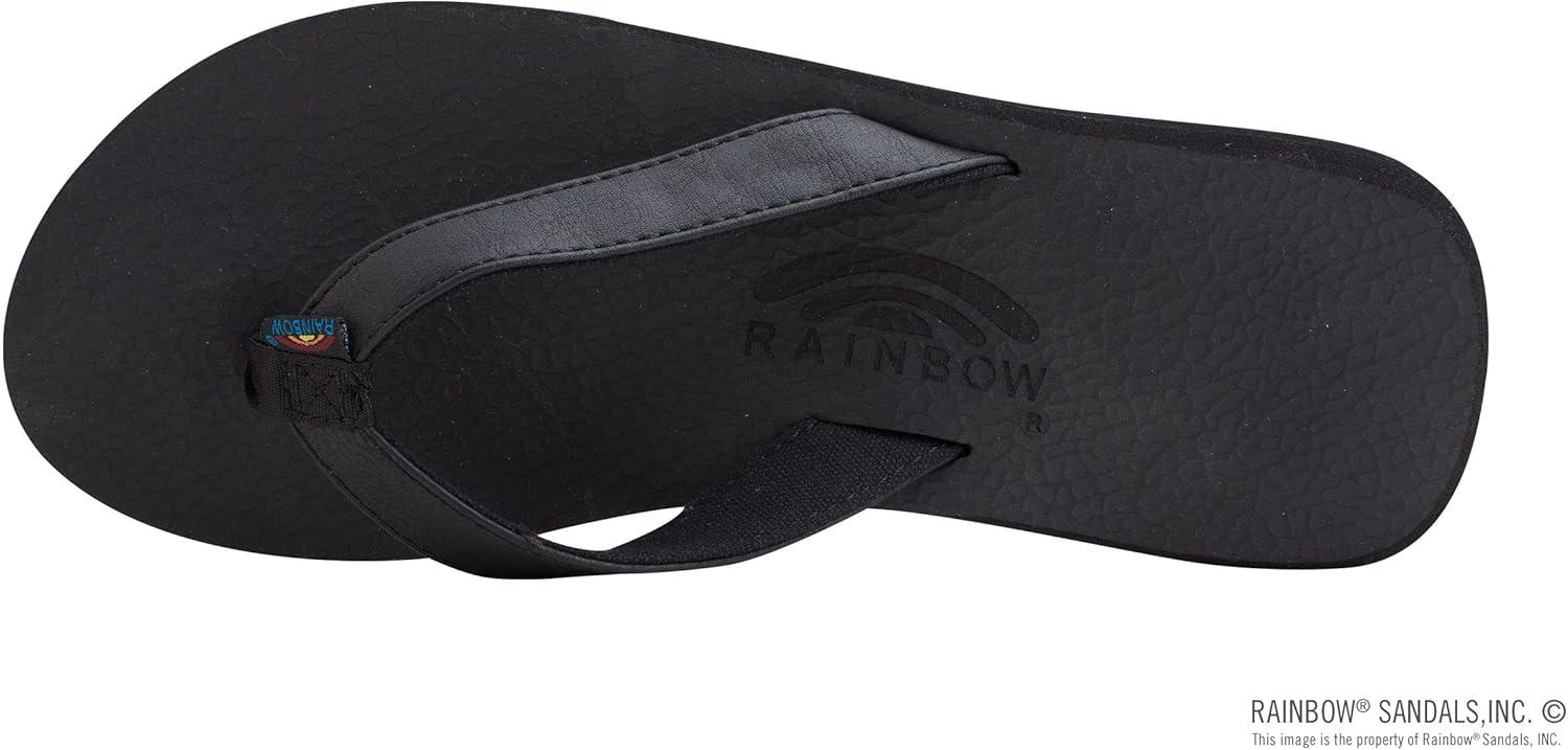 Rainbow Sandals Women’s The Cottons Soft Rubber Top Sole w/Tapered Strap(Black)