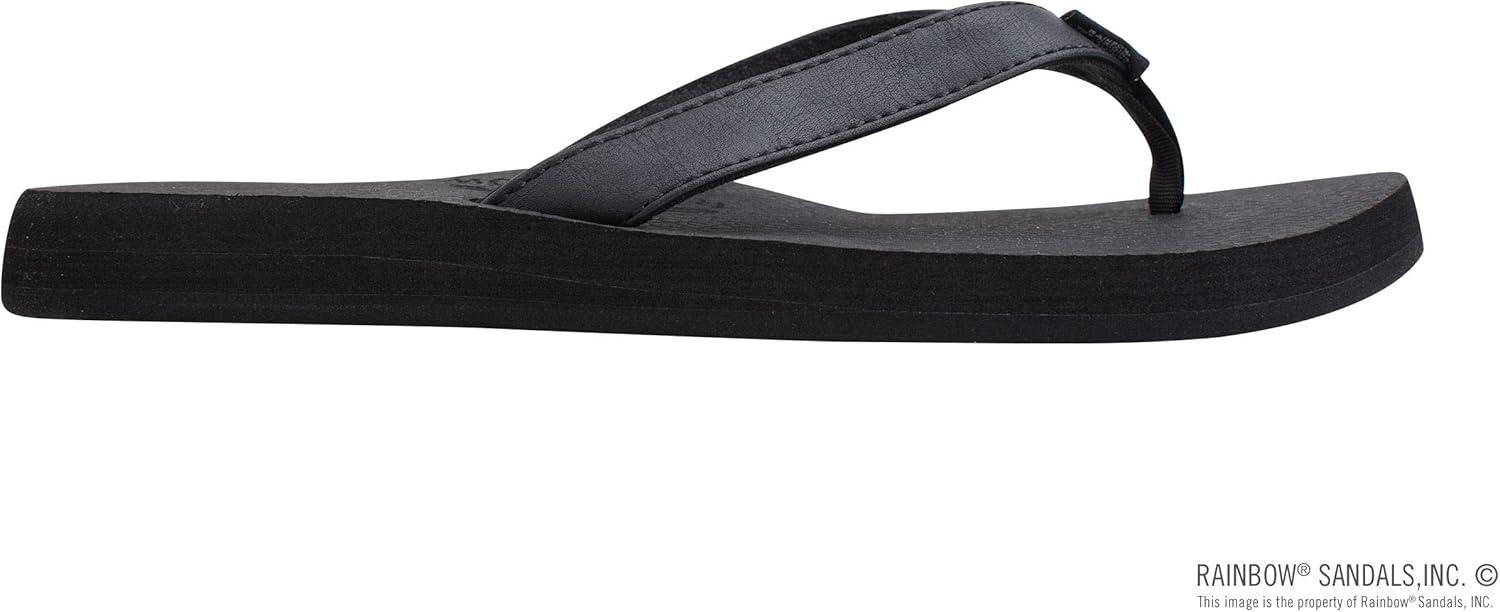 Rainbow Sandals Women’s The Cottons Soft Rubber Top Sole w/Tapered Strap(Black)