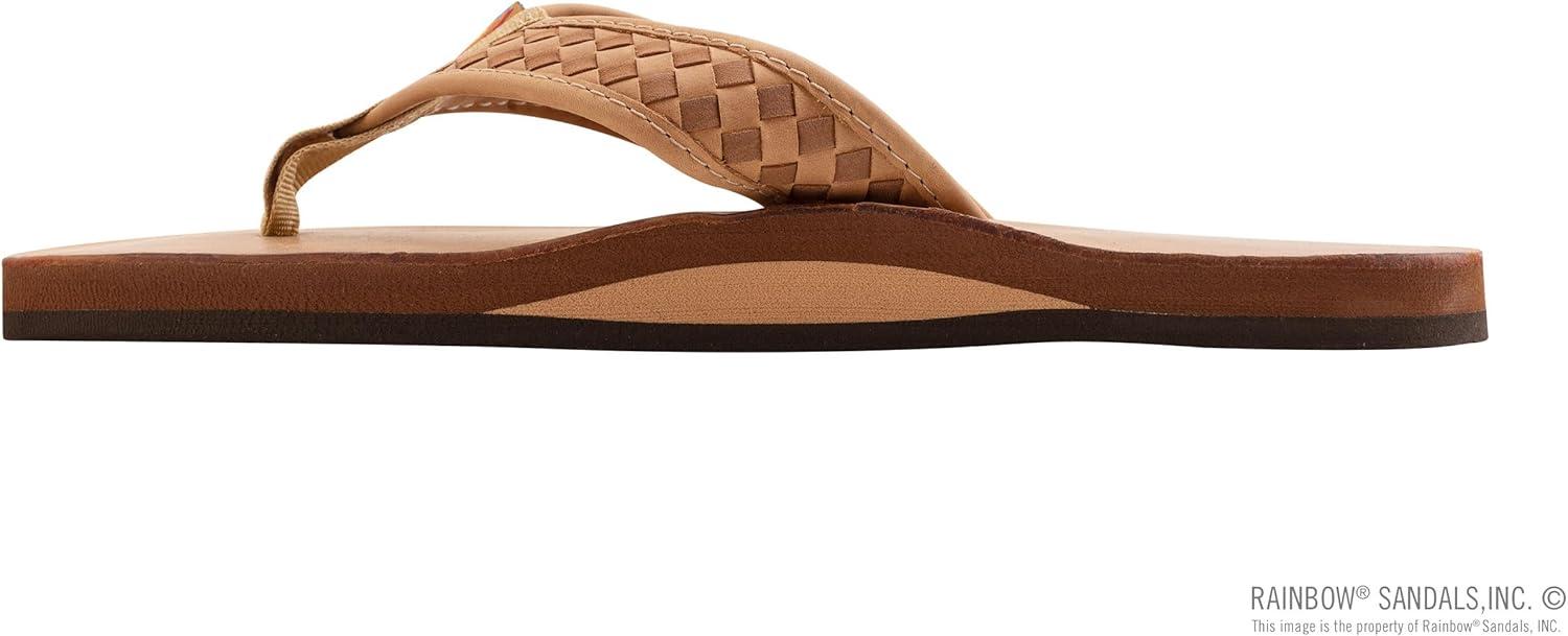Rainbow Sandals Mens The Bentley Luxury Leather – Single Layer Arch Hand Woven Strap(Buckskin)