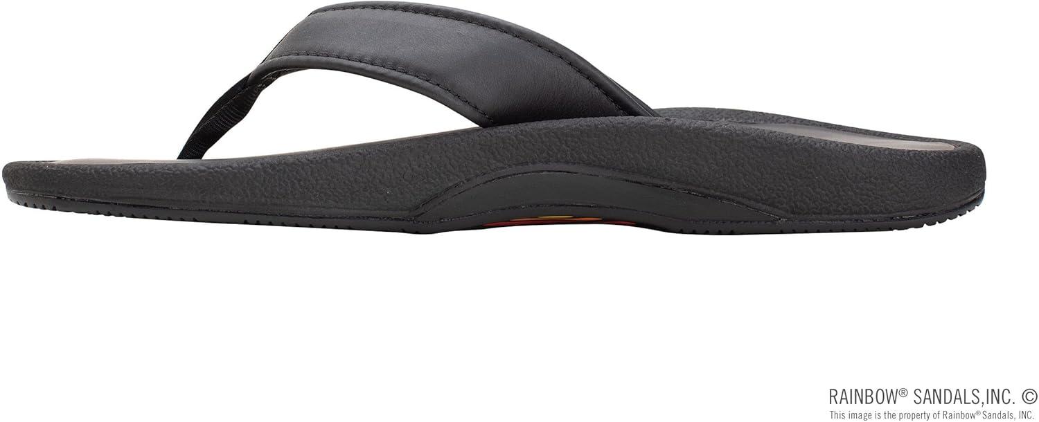 Rainbow Sandals Men’s Navigator Premier Leather Orthopedic Foot Bed w/Tapered Strap(Black)