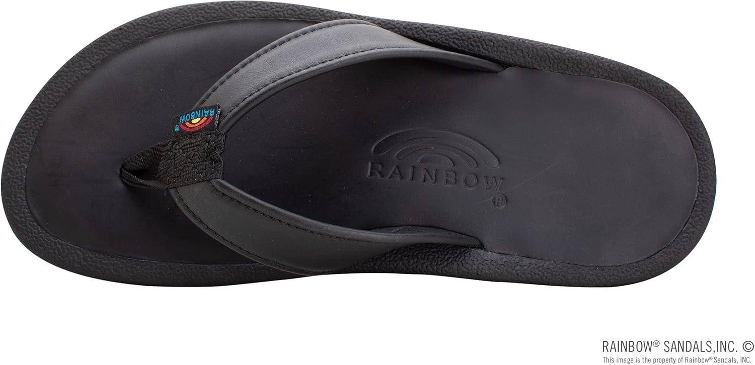 Rainbow Sandals Men’s Navigator Premier Leather Orthopedic Foot Bed w/Tapered Strap(Black)
