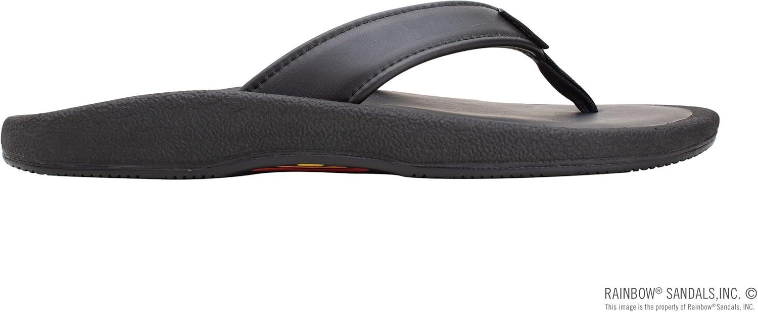 Rainbow Sandals Men’s Navigator Premier Leather Orthopedic Foot Bed w/Tapered Strap(Black)