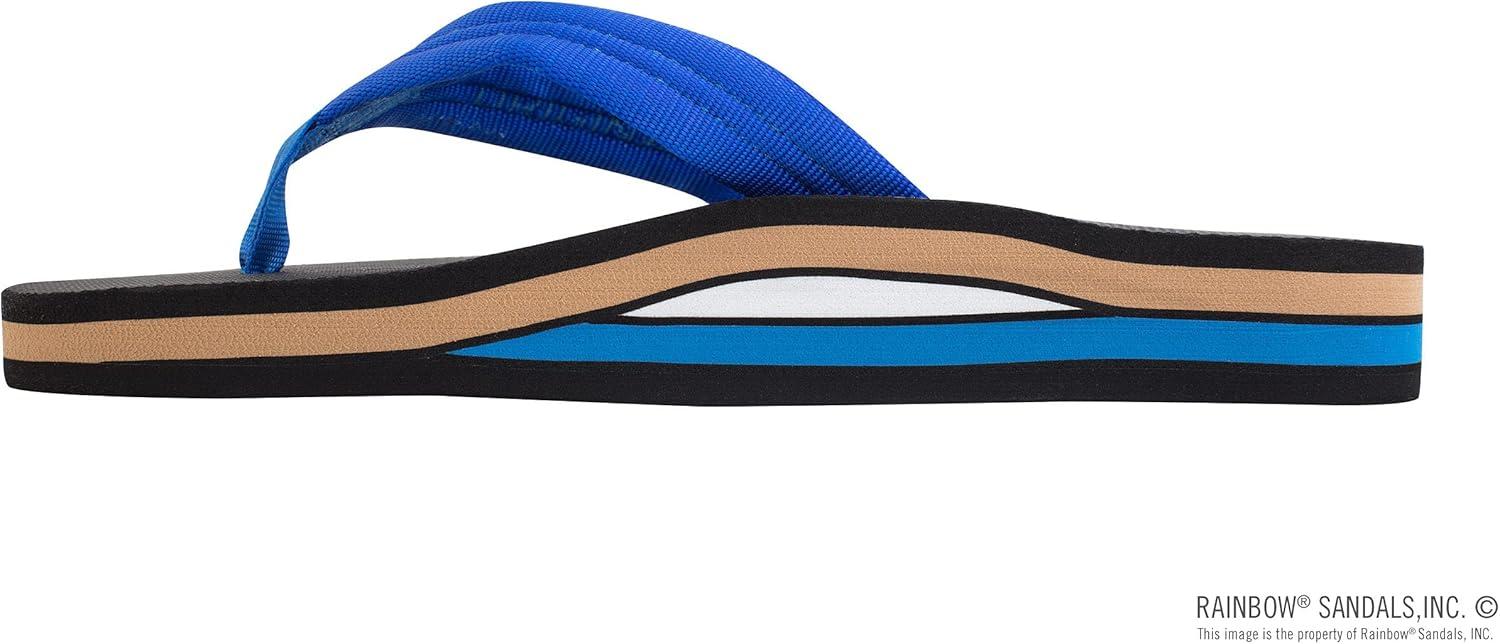 Rainbow Sandals Men’s Double Layer Soft Top 1″ EVA Rubber Filled Nylon Strap(Blue/Black)