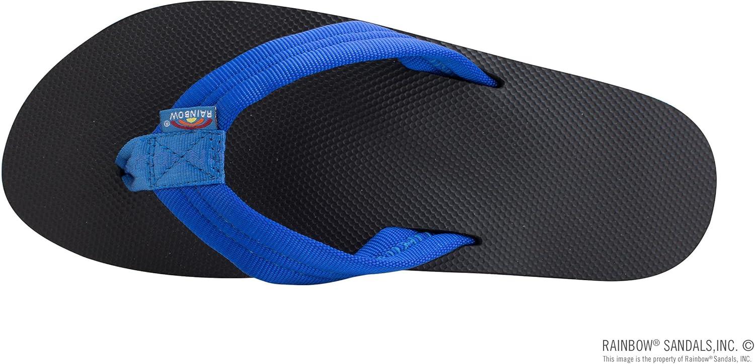Rainbow Sandals Men’s Double Layer Soft Top 1″ EVA Rubber Filled Nylon Strap(Blue/Black)