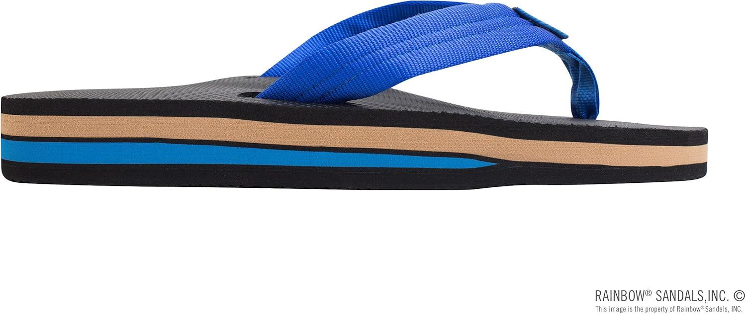 Rainbow Sandals Men’s Double Layer Soft Top 1″ EVA Rubber Filled Nylon Strap(Blue/Black)