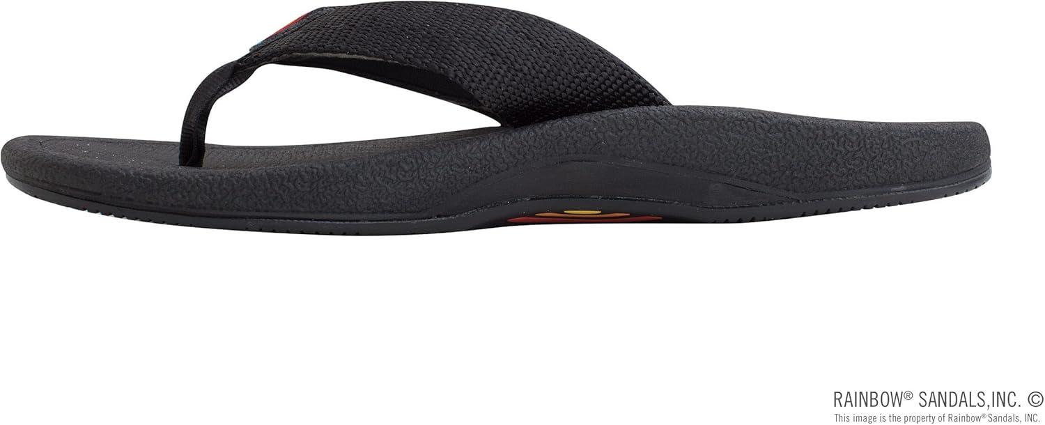 Rainbow Sandals Men’s Mariner Orthopedic Rubber Foot Bed w/Arch Support(Solid Black)