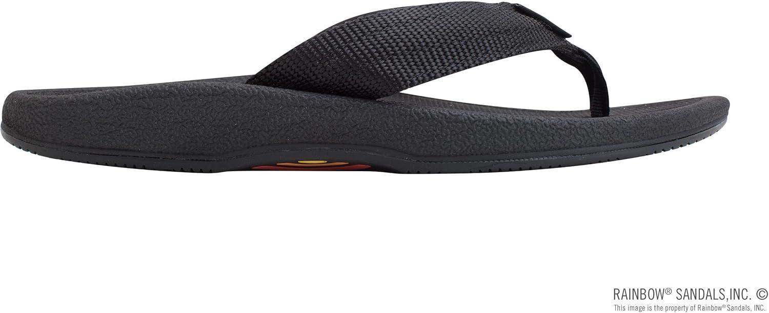 Rainbow Sandals Men’s Mariner Orthopedic Rubber Foot Bed w/Arch Support(Solid Black)