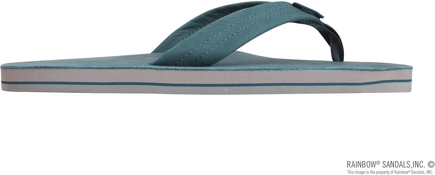 Rainbow Sandals Men’s Single Layer Premier Leather(Turquoise/Grey)