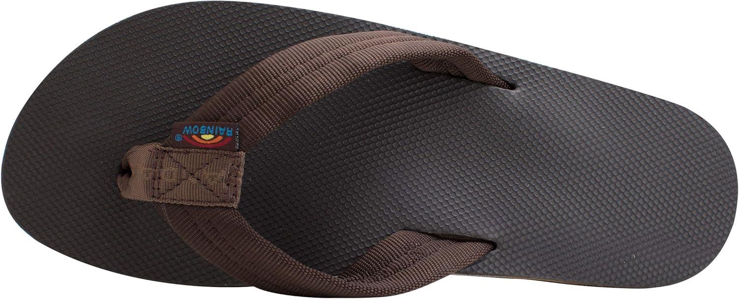 Rainbow Sandals Men’s Single Layer Soft Top 1″ EVA Rubber Filled Nylon Strap(Brown)