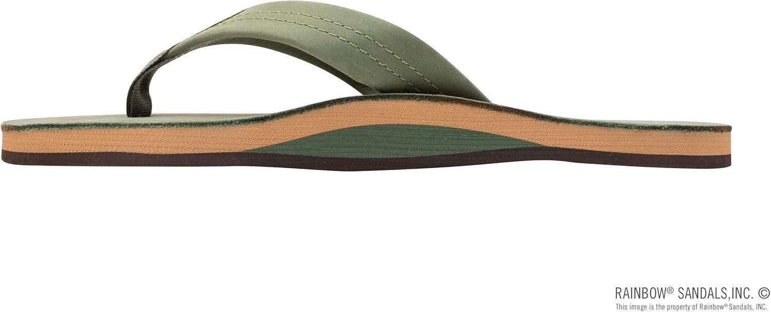 Rainbow Sandals Men’s Single Layer Premier Leather(Forest Green W/Fawn Midsole)