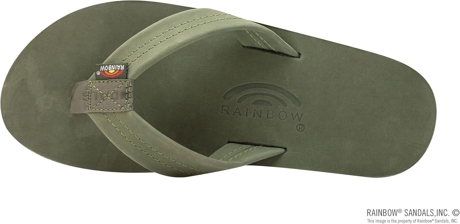 Rainbow Sandals Men’s Single Layer Premier Leather(Forest Green W/Fawn Midsole)