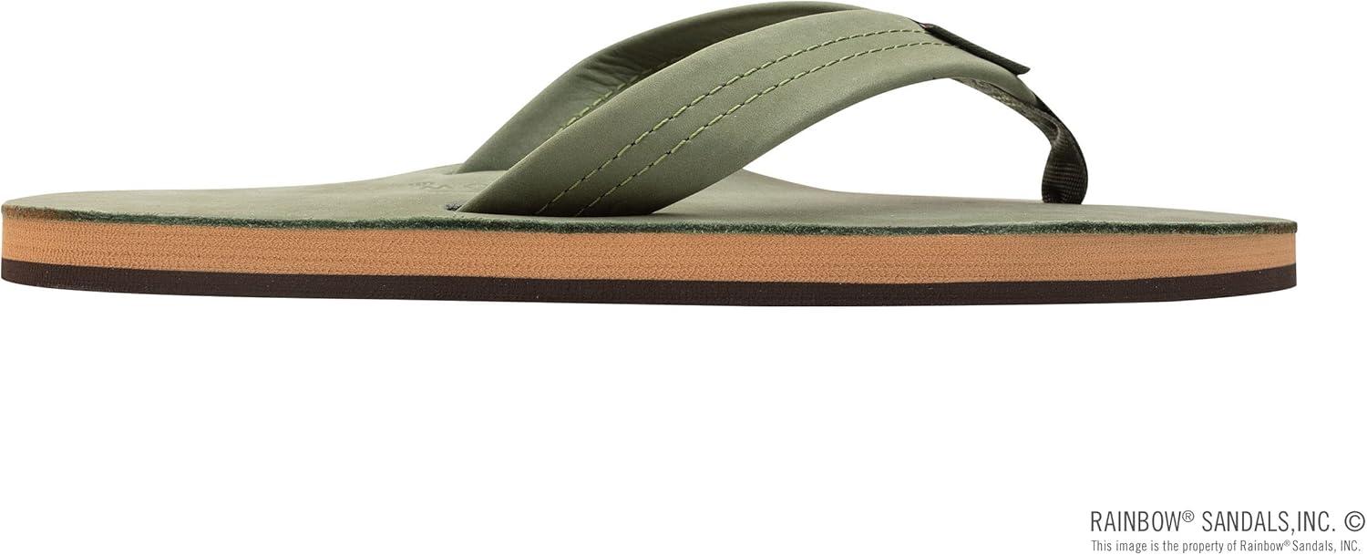 Rainbow Sandals Men’s Single Layer Premier Leather(Forest Green W/Fawn Midsole)