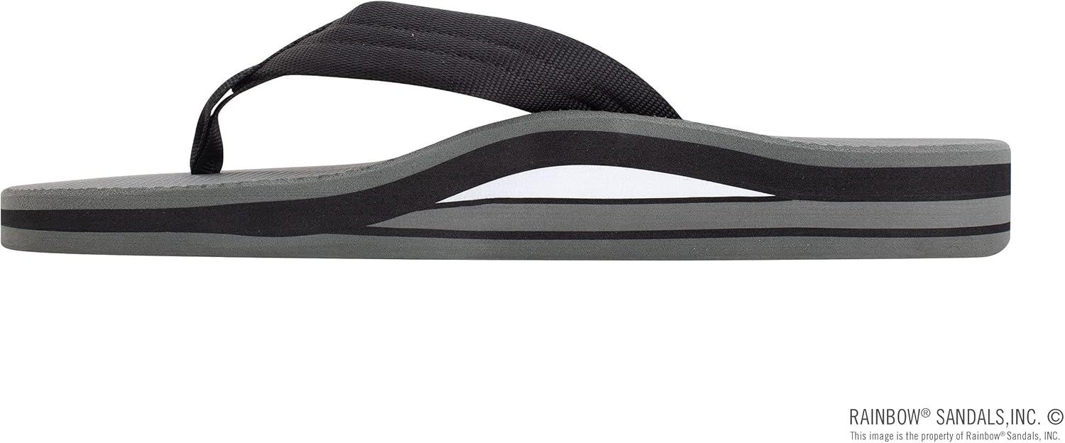 Rainbow Sandals Men’s Double Layer Soft Top 1″ EVA Rubber Filled Nylon Strap(Black/Grey)