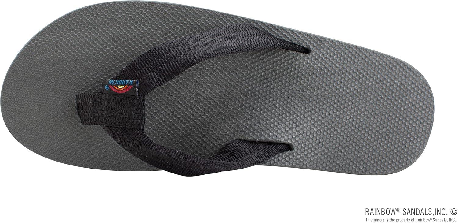 Rainbow Sandals Men’s Double Layer Soft Top 1″ EVA Rubber Filled Nylon Strap(Black/Grey)
