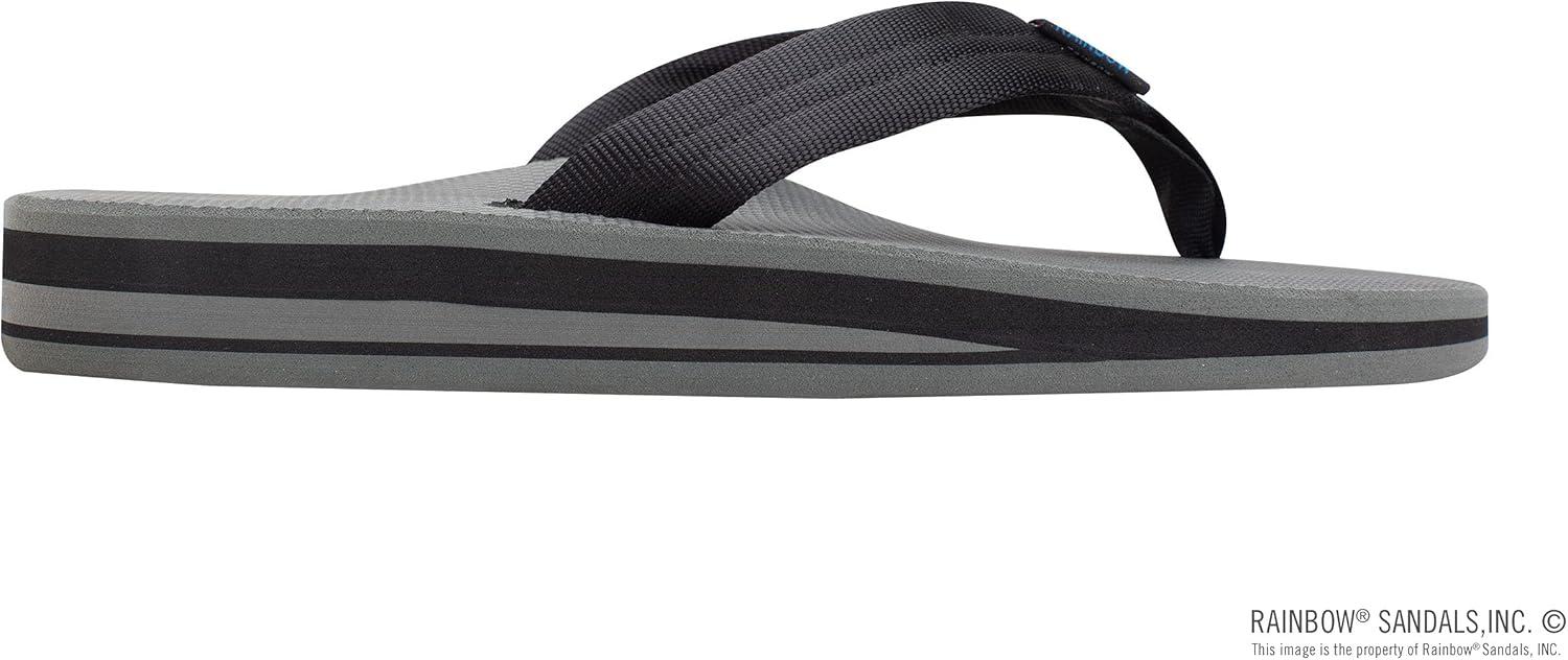 Rainbow Sandals Men’s Double Layer Soft Top 1″ EVA Rubber Filled Nylon Strap(Black/Grey)