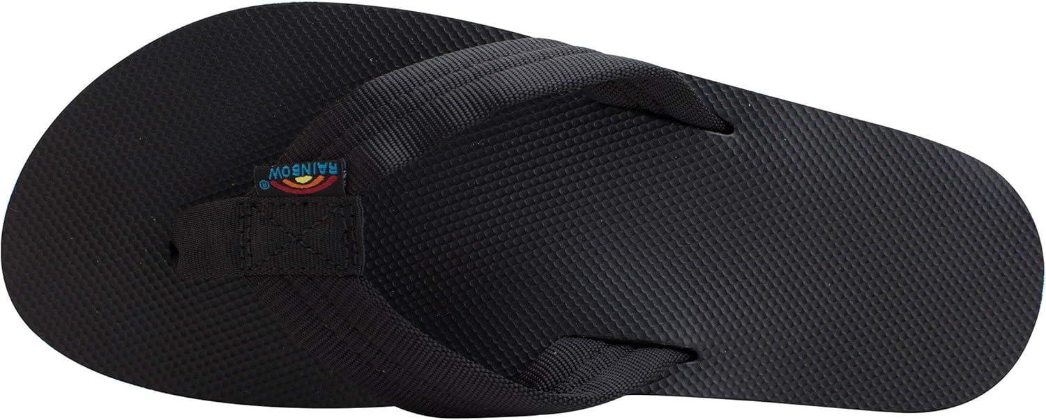 Rainbow Sandals Men’s Single Layer Soft Top 1″ EVA Rubber Filled Nylon Strap(Black)