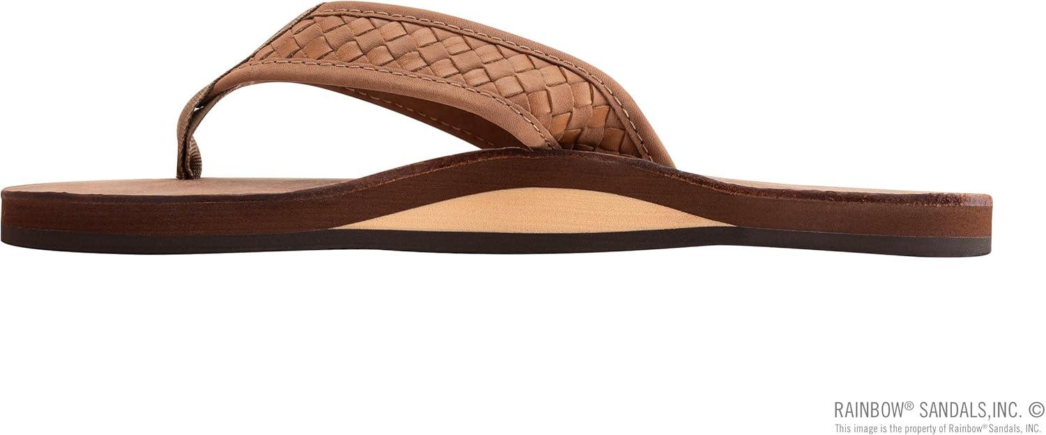 Rainbow Sandals Mens The Bentley Luxury Leather – Single Layer Arch Hand Woven Strap(Nogales Wood)