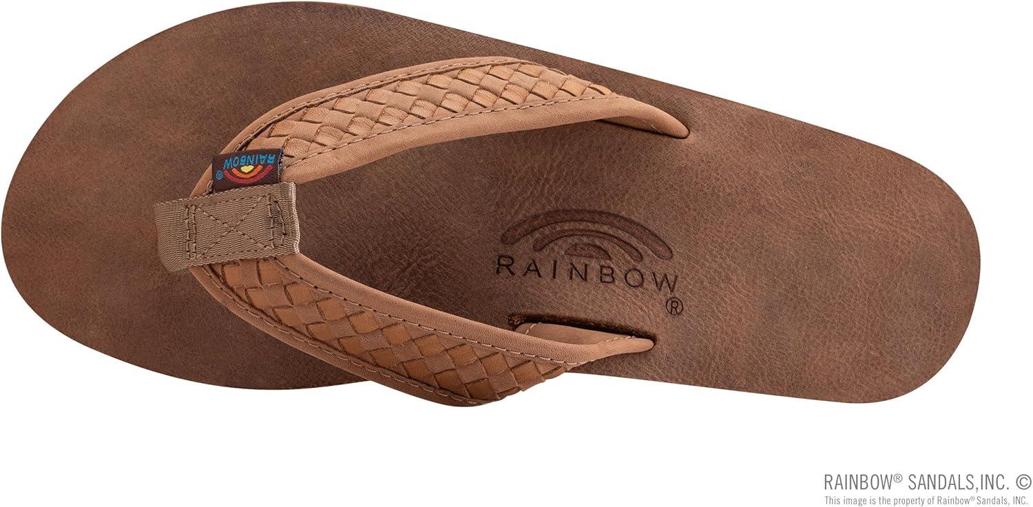 Rainbow Sandals Mens The Bentley Luxury Leather – Single Layer Arch Hand Woven Strap(Nogales Wood)