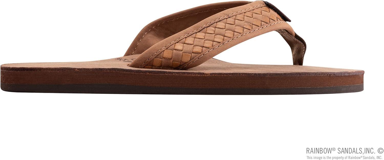 Rainbow Sandals Mens The Bentley Luxury Leather – Single Layer Arch Hand Woven Strap(Nogales Wood)