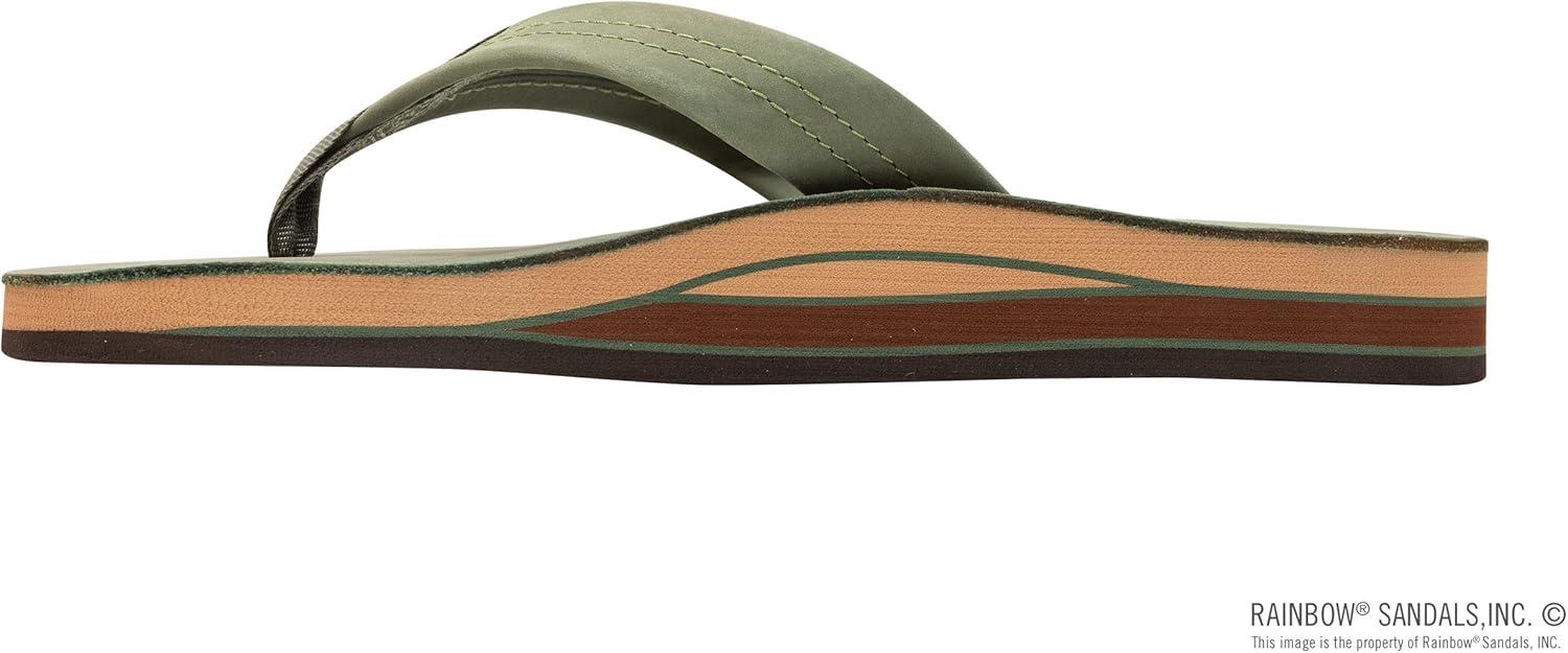 Rainbow Sandals Men’s Double Layer Leather w/Arch Support(Forest Green W/Fawn Midsole)