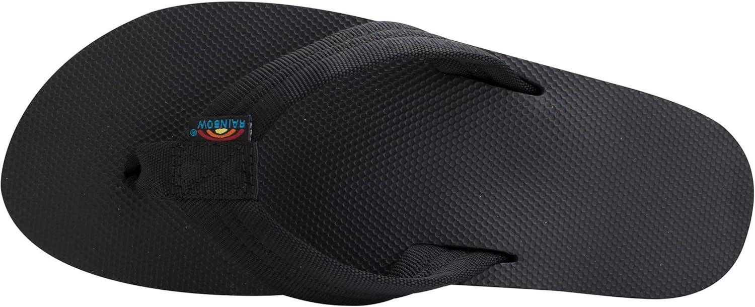 Rainbow Sandals Men’s Double Layer Soft Top 1″ EVA Rubber Filled Nylon Strap(Black)
