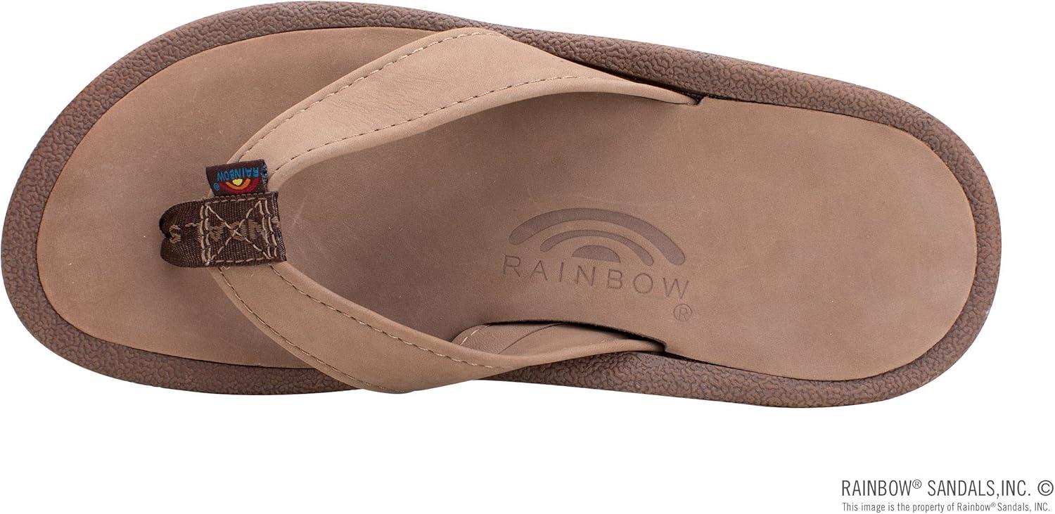 Rainbow Sandals Men’s Navigator Premier Leather Orthopedic Foot Bed w/Tapered Strap(Dark Brown)