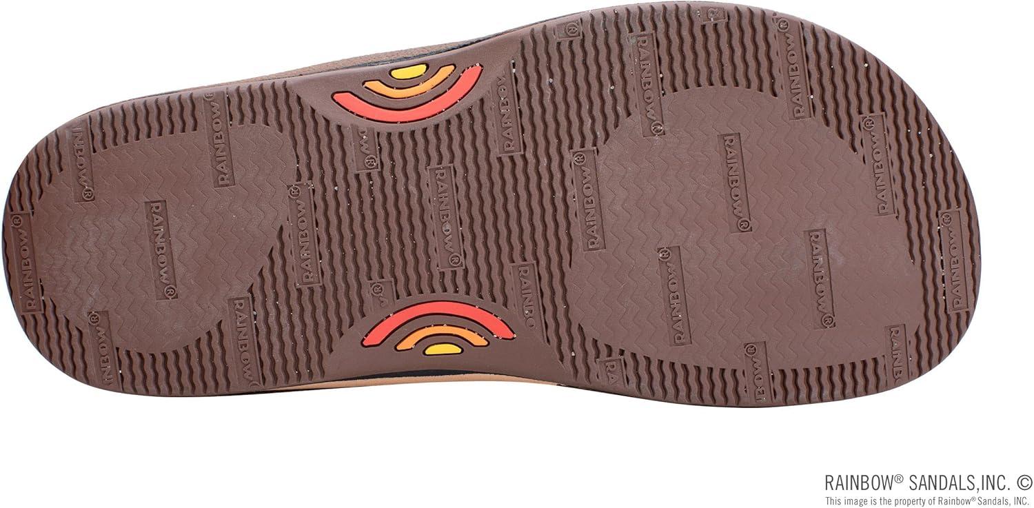Rainbow Sandals Men’s Navigator Premier Leather Orthopedic Foot Bed w/Tapered Strap(Dark Brown)